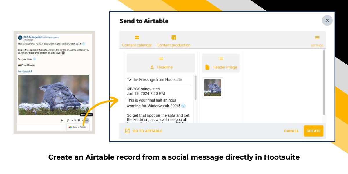 Airtable for Hootsuite SCREENSHOT