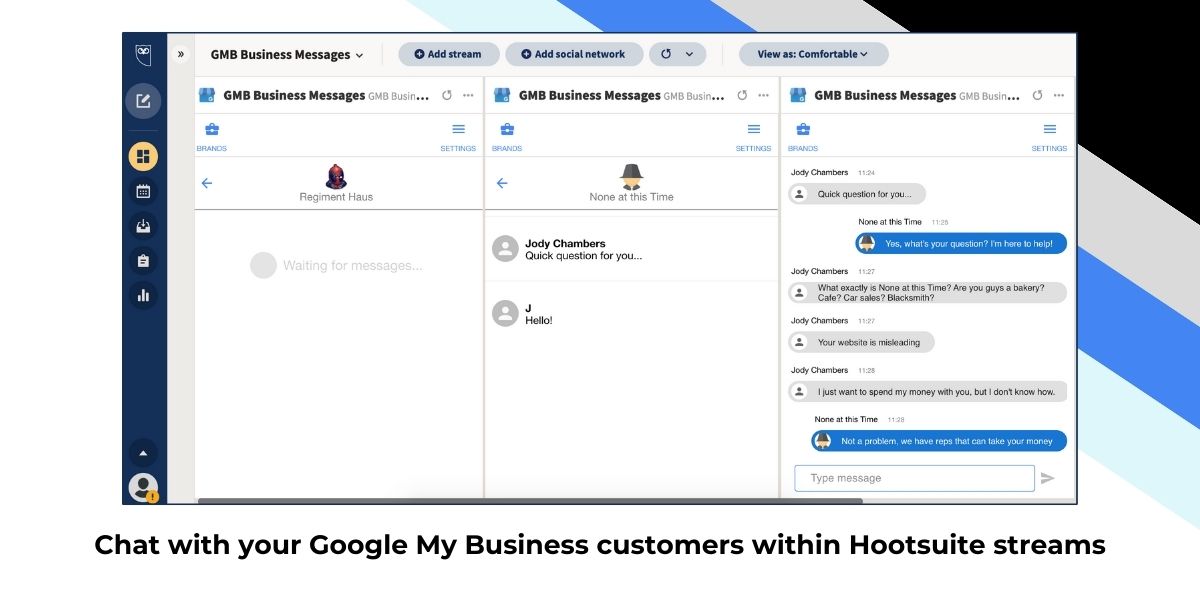 Google My Business - Business Messages SCREENSHOT