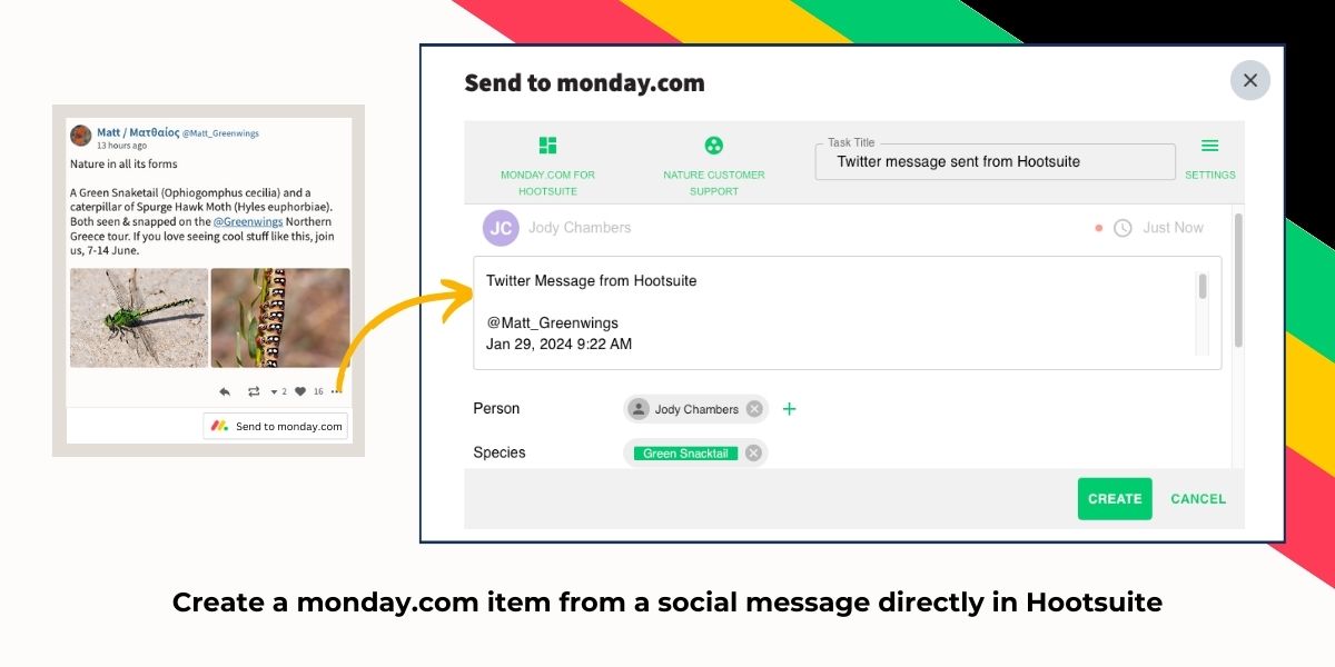 Send to monday.com SCREENSHOT